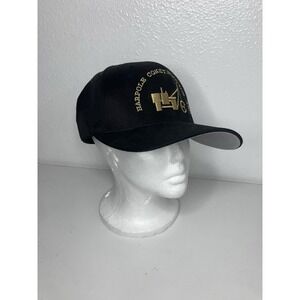 VTG Harpole Construction Inc Hat Black Fitted Cap Y2K Work L/XL Flex Fit Faded